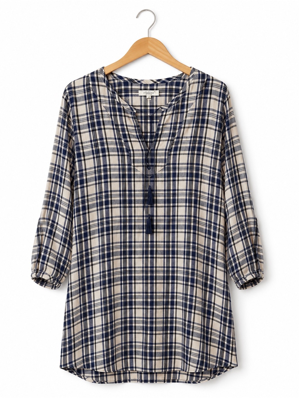 Madewell Blue and White Plaid Midi Dress